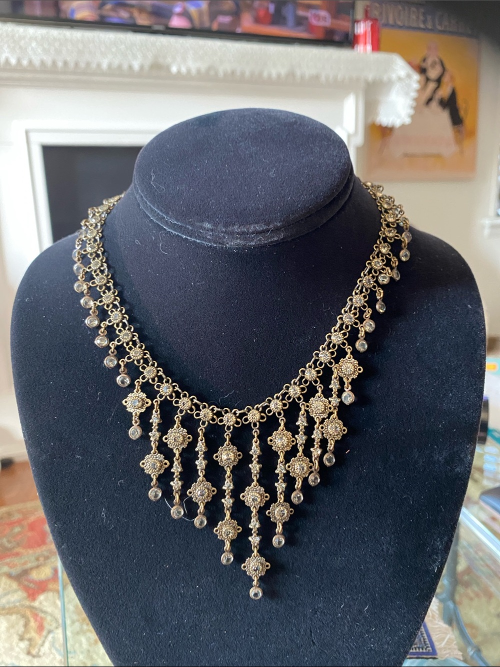 Gold-Tone Filigree Dangle Necklace - Women Jewelry